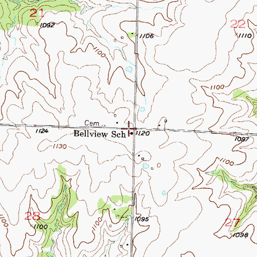 Topographic Map of Bellview School (historical), KS