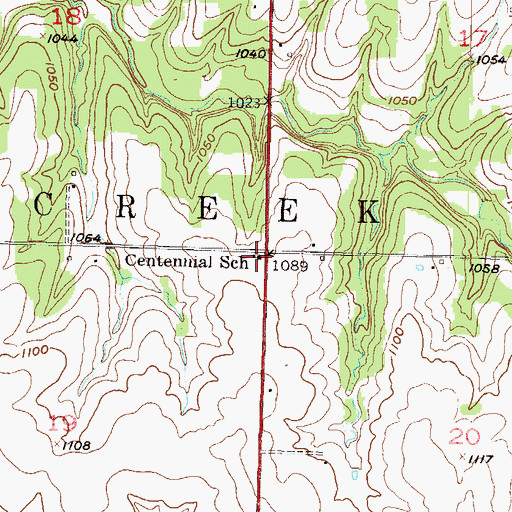 Topographic Map of Centennial School (historical), KS