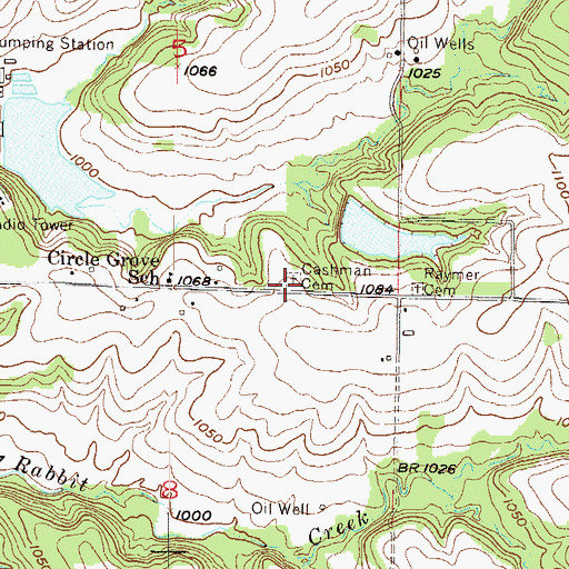 Topographic Map of Cashman Cemetery, KS