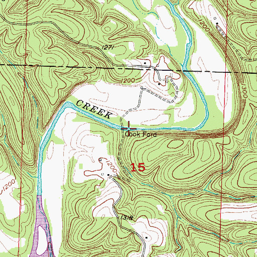 Topographic Map of Cook Ford, AR