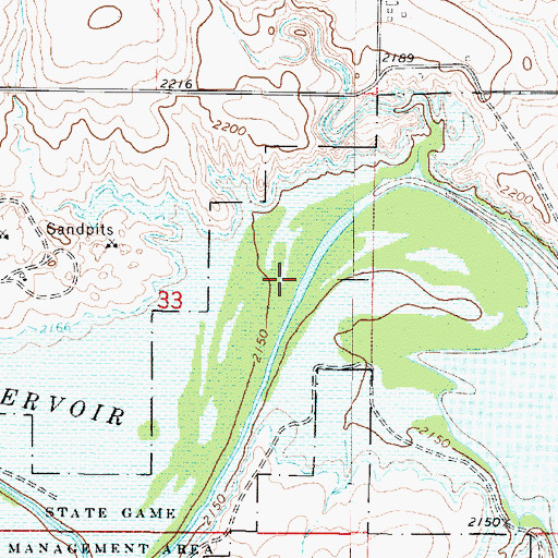Topographic Map of Cedar Bluff Wildlife Area, KS