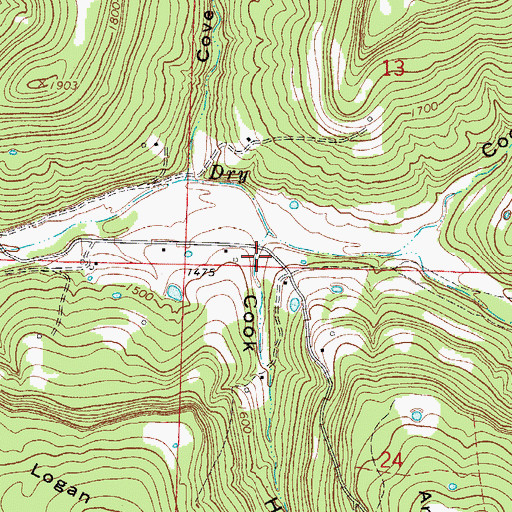 Topographic Map of Cook Hollow, AR