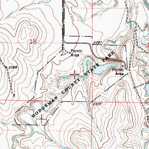 Topographic Map of Hodgeman State Fishing Lake and Wildlife Area, KS