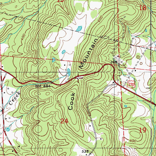 Topographic Map of Cook Mountain, AR