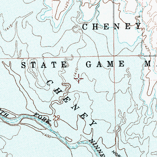 Topographic Map of Cheney Wildlife Area, KS