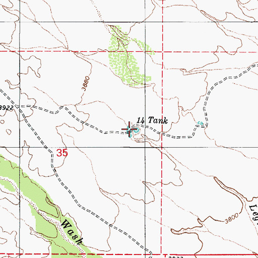 Topographic Map of Fourteen Tank, AZ