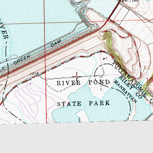 Topographic Map of Tuttle Creek State Park, KS