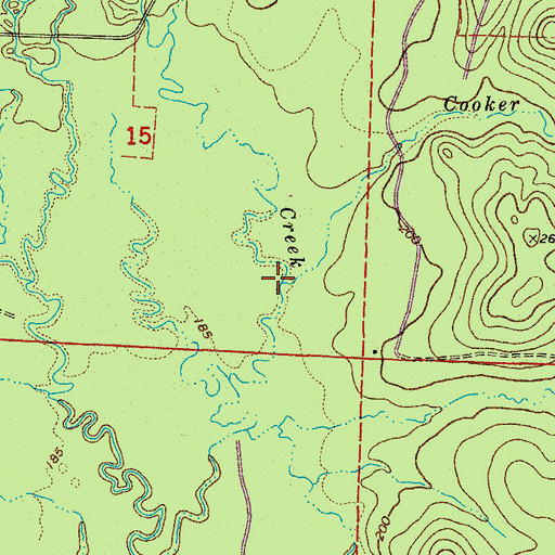 Topographic Map of Cooker Branch, AR