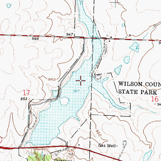 Topographic Map of Wilson State Fishing Lake, KS