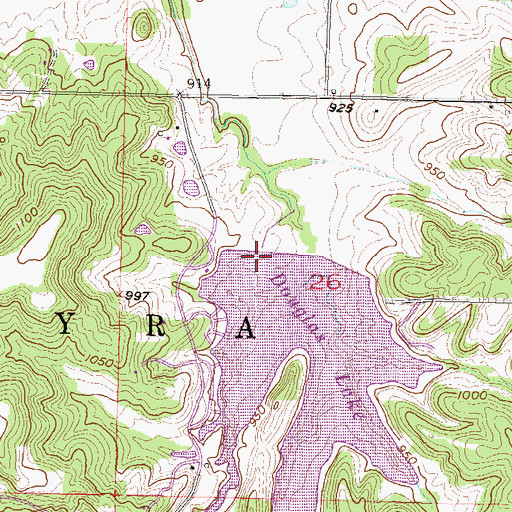Topographic Map of Douglas State Fishing Lake, KS