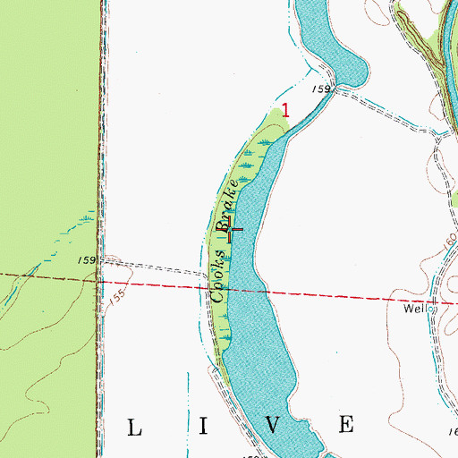 Topographic Map of Cooks Brake, AR