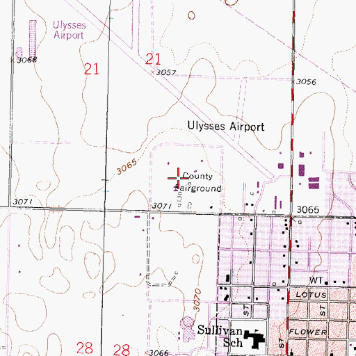Topographic Map of Grant County Fairgrounds, KS