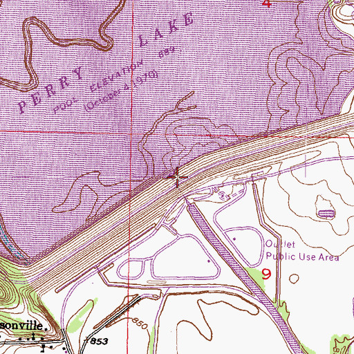 Topographic Map of Perry Dam, KS