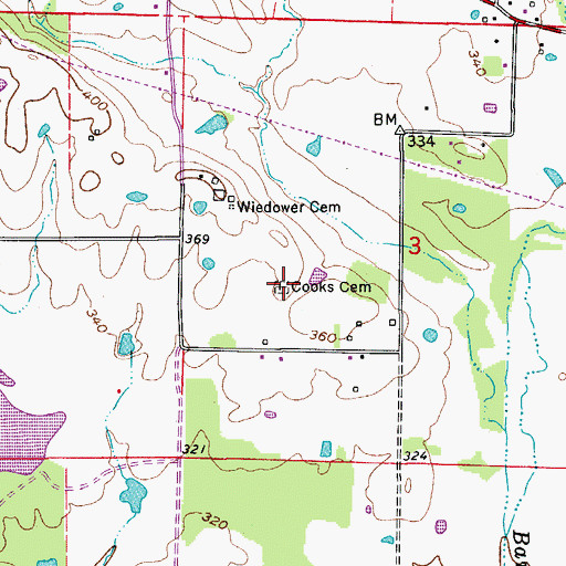 Topographic Map of Cooks Cemetery, AR