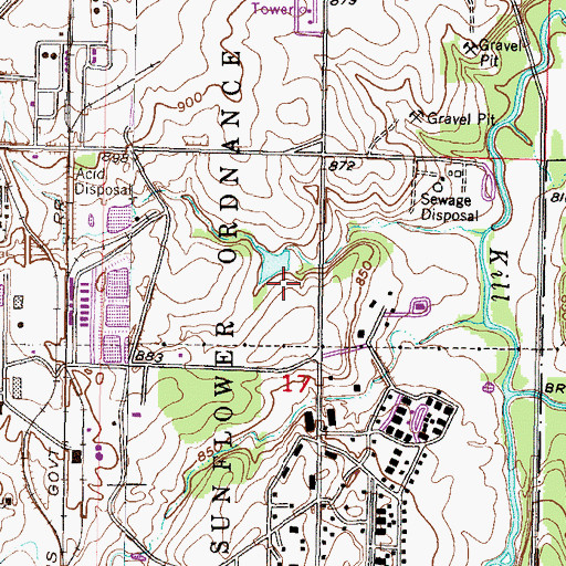 Topographic Map of Sunflower Pond B Dam, KS