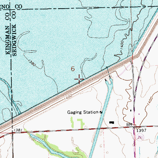 Topographic Map of Cheney Dam, KS