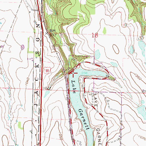 Topographic Map of Garnett City Park Dam, KS