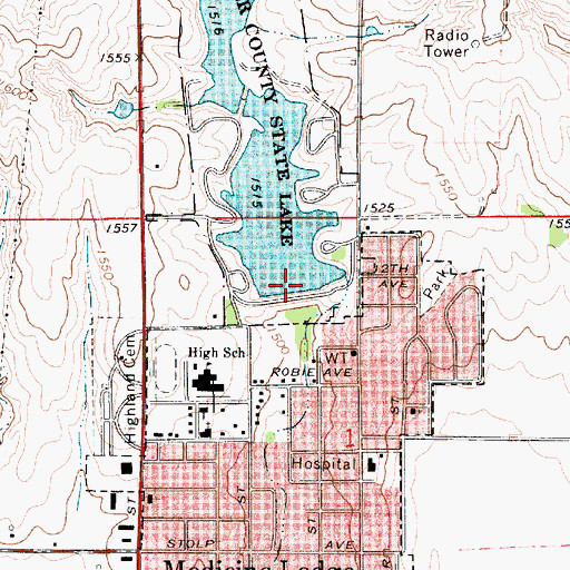 Topographic Map of Barber County State Lake Dam, KS