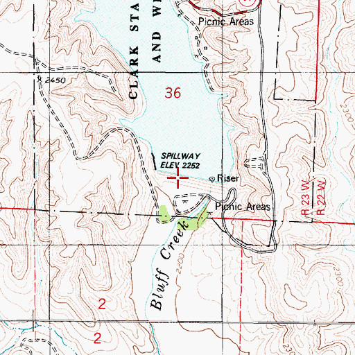 Topographic Map of Clark County State Lake Dam, KS
