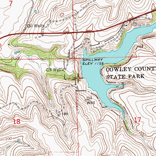 Topographic Map of Cowley County State Lake Dam, KS