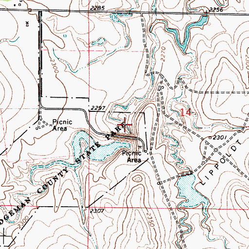 Topographic Map of Hodgeman County State Lake Dam, KS