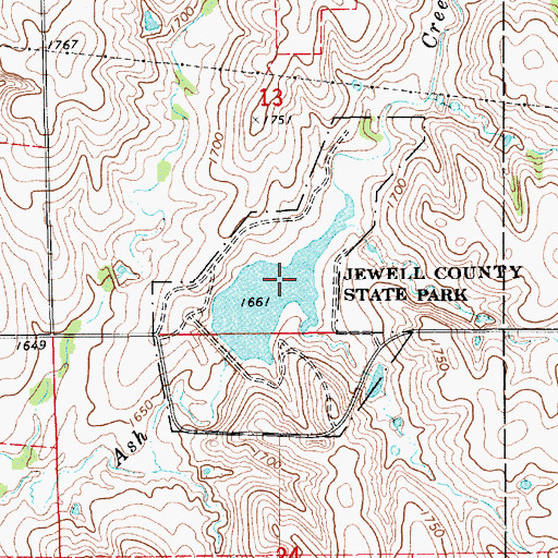 Topographic Map of Jewell County State Lake, KS