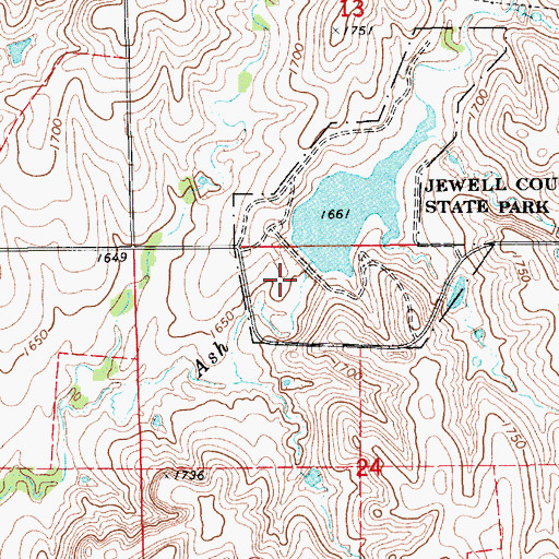Topographic Map of Jewell County State Lake Dam, KS