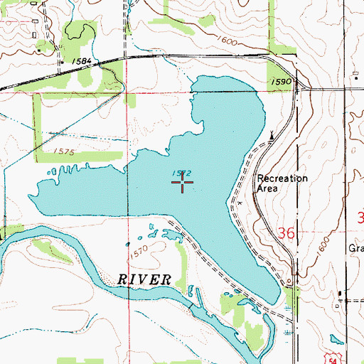 Topographic Map of Kingman County State Lake, KS