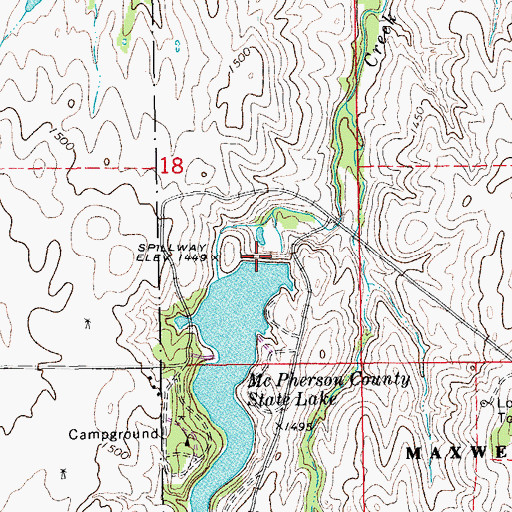 Topographic Map of McPherson County State Lake Dam, KS