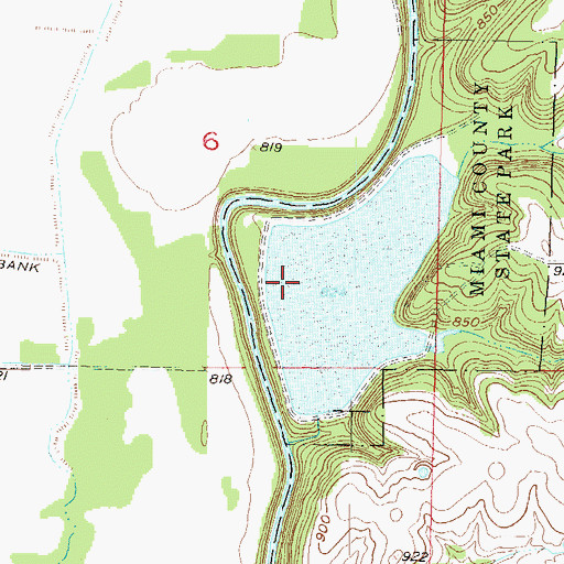 Topographic Map of Miami County State Lake Dam, KS
