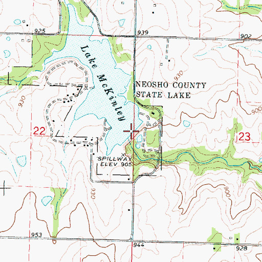 Topographic Map of Neosho County State Park Dam, KS