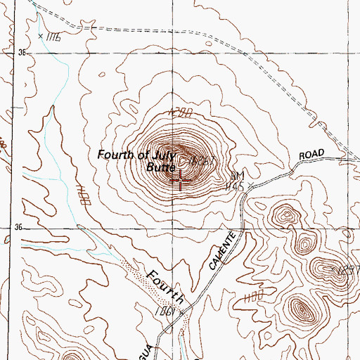 Topographic Map of Fourth of July Butte, AZ
