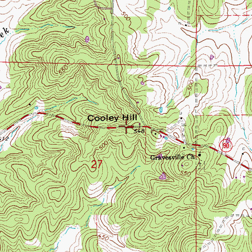 Topographic Map of Cooley Hill, AR