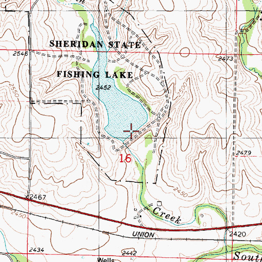 Topographic Map of Sheridan County State Lake Dam, KS