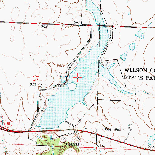 Topographic Map of Wilson County State Lake, KS