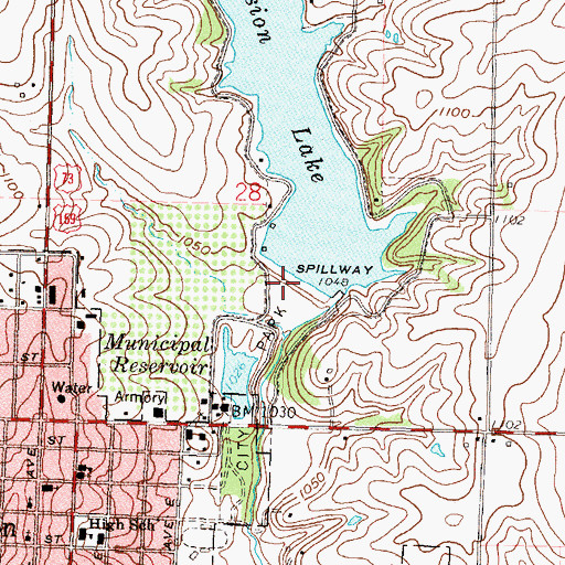 Topographic Map of Mission Lake Dam, KS