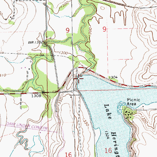Topographic Map of Herington City Dam, KS
