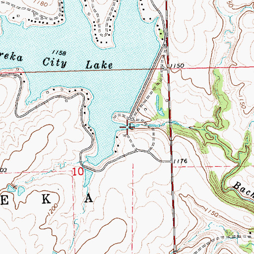 Topographic Map of Eureka City Dam, KS