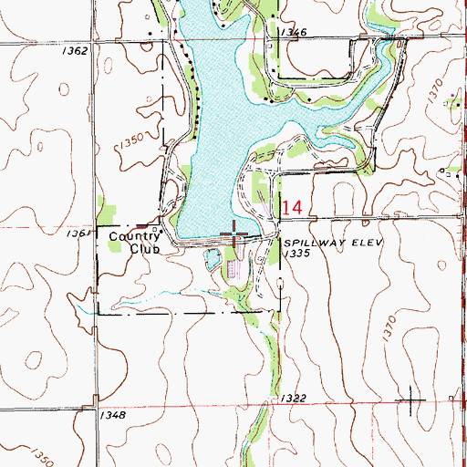 Topographic Map of Anthony City Dam, KS