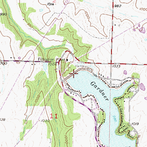 Topographic Map of Gardner City Dam, KS