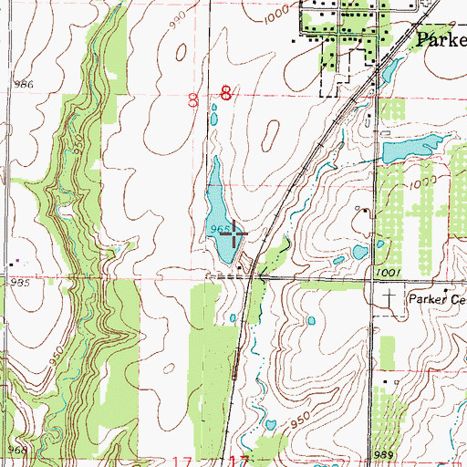 Topographic Map of Parker City Dam, KS