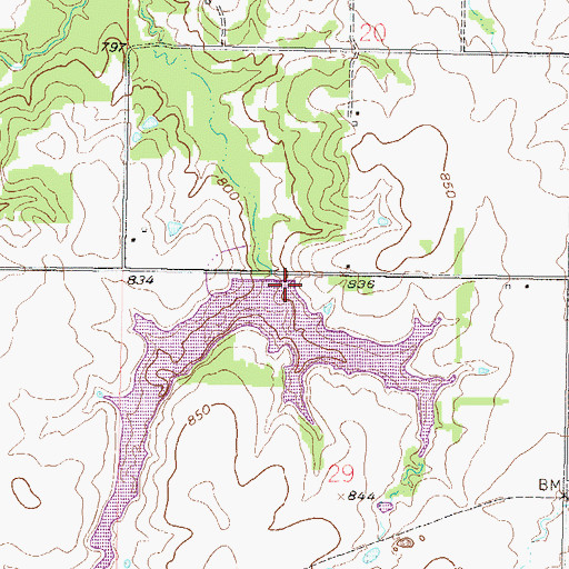 Topographic Map of Pleasanton City Lake Dam, KS
