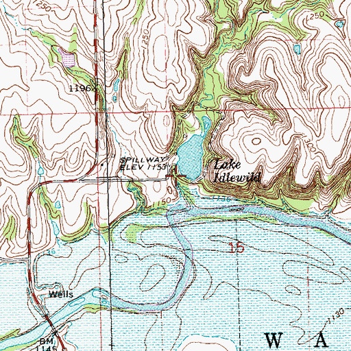 Topographic Map of Waterville Dam, KS