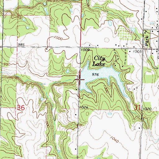 Topographic Map of Thayer City Dam, KS