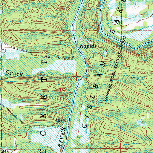 Topographic Map of Coon Creek, AR