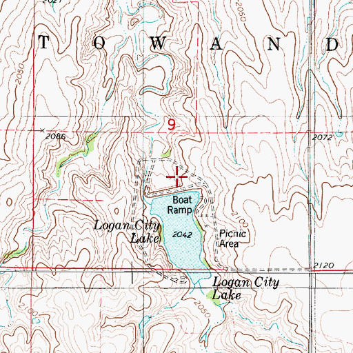 Topographic Map of Logan City Dam, KS