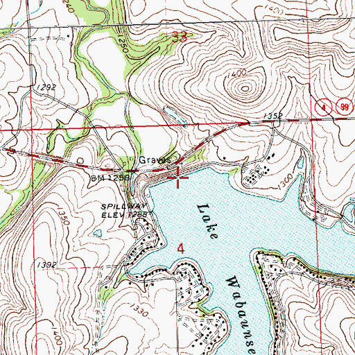 Topographic Map of Eskridge City Dam, KS