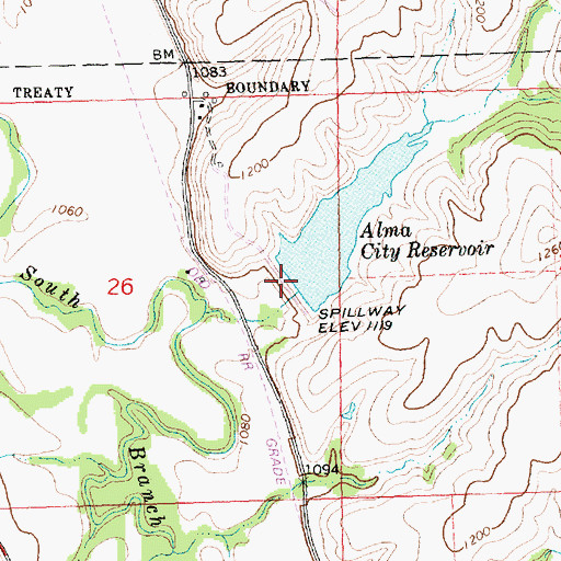 Topographic Map of Alma City Dam, KS