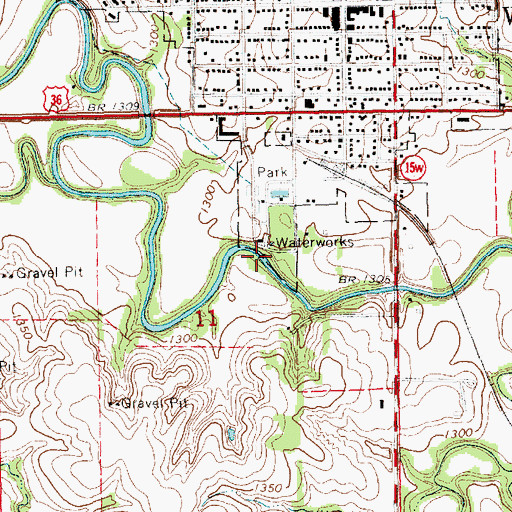 Topographic Map of Washington Water Reservoir Dam, KS