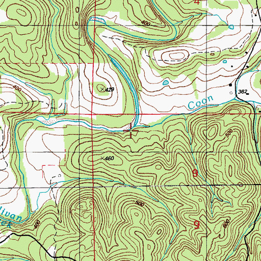 Topographic Map of Coon Creek, AR